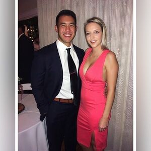 Low V Cut Coral Midi Dress